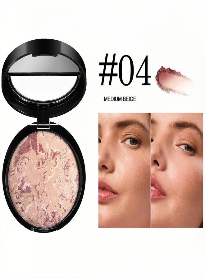 MAEPEOR Baked Setting Powder Brighten Color Correcting Powder Foundation Natural Smooth Lightweight Oil-Control Pressed Foundation (04 Medium Beige) - Image 2