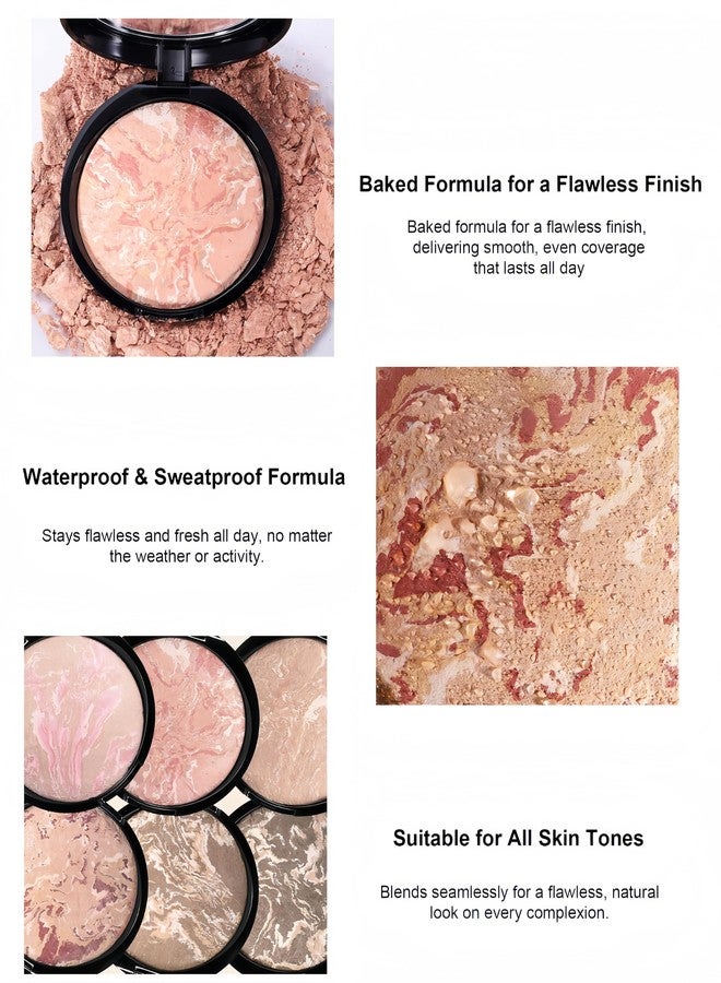 MAEPEOR Baked Setting Powder Brighten Color Correcting Powder Foundation Natural Smooth Lightweight Oil-Control Pressed Foundation (04 Medium Beige) - Image 5