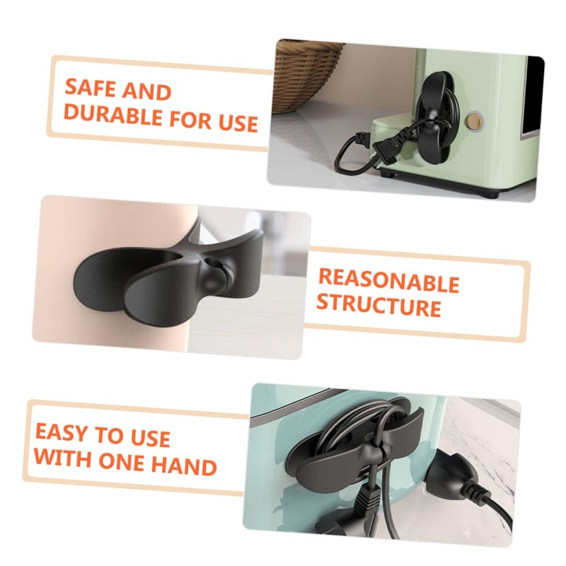 Wall Mount Cable Organizer Clips 4 Pack Black Easy Install For Headphones Power Cords - Image 5