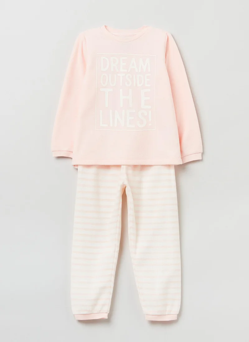 Ovs Ovs Girls Slogan And Stripe Pyjama Set