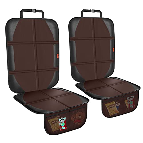 XHYANG Car Seat Protector,2 Pack Automotive Seat Protectors Baby Carseat Pad Waterproof & Durable 600D Fabric for Child Baby Car Seat Mat Vehicle Pet Cover 2 Storage Pockets (Brown) - Image 1