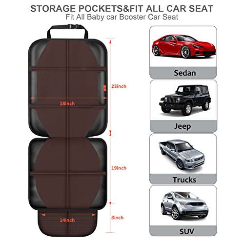 XHYANG Car Seat Protector,2 Pack Automotive Seat Protectors Baby Carseat Pad Waterproof & Durable 600D Fabric for Child Baby Car Seat Mat Vehicle Pet Cover 2 Storage Pockets (Brown) - Image 3