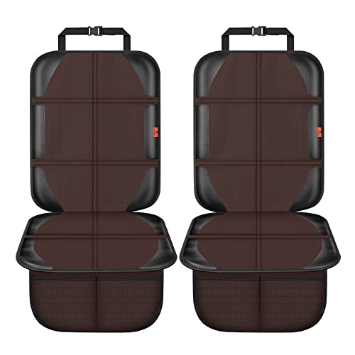 XHYANG Car Seat Protector,2 Pack Automotive Seat Protectors Baby Carseat Pad Waterproof & Durable 600D Fabric for Child Baby Car Seat Mat Vehicle Pet Cover 2 Storage Pockets (Brown) - Image 2