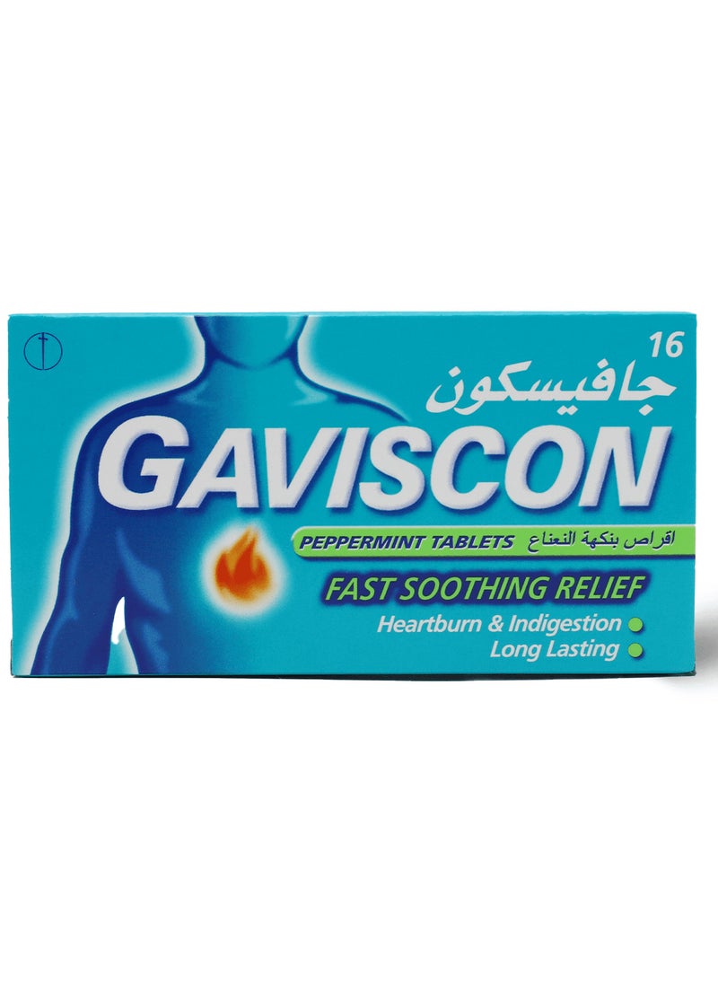 GAVISCON Gaviscon Peppermint Fast Soothing Relief - 16 Tablets  - Image 1