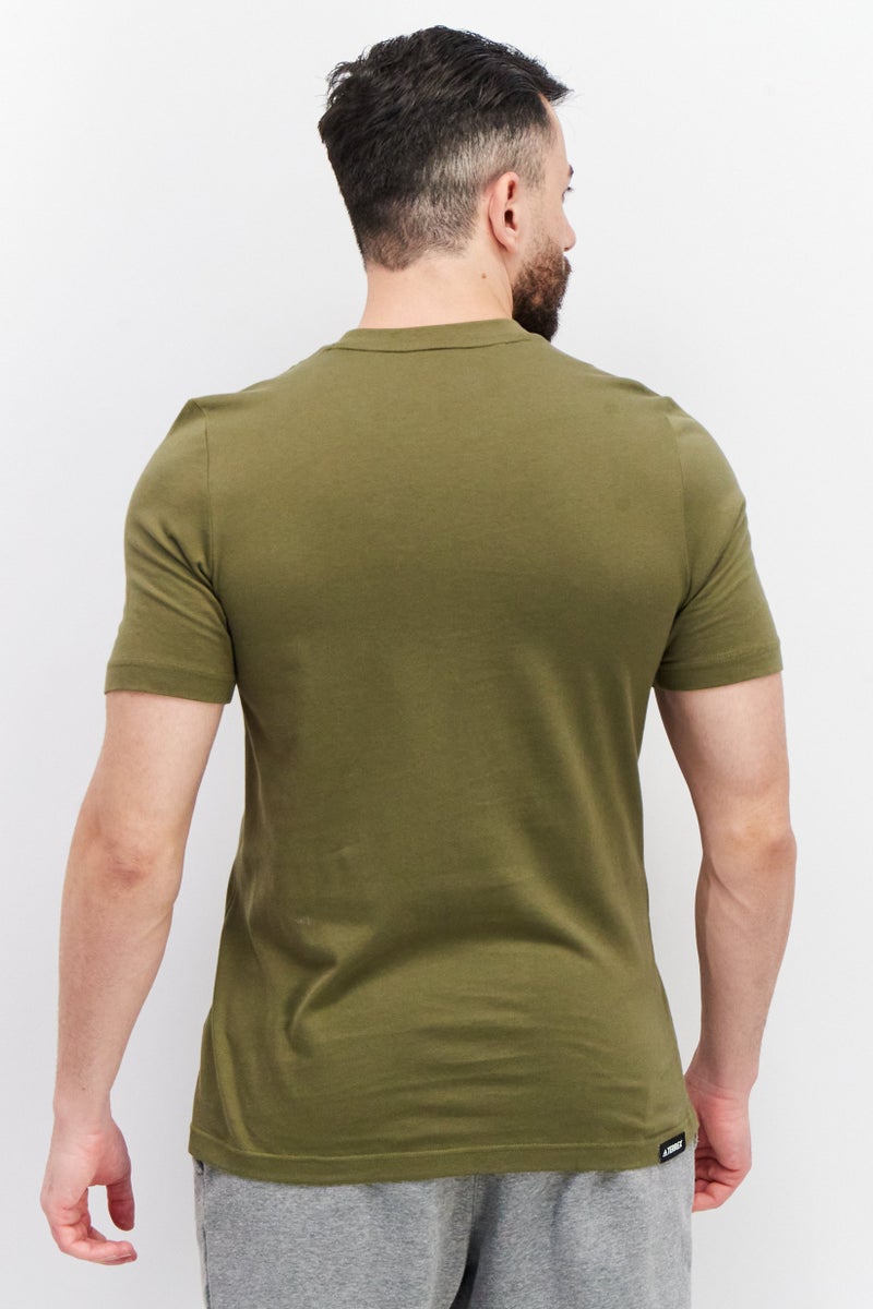 Adidas تي شيرت رجالي بأكمام قصيرة و ياقة دائرية، زيتوني - Image 4