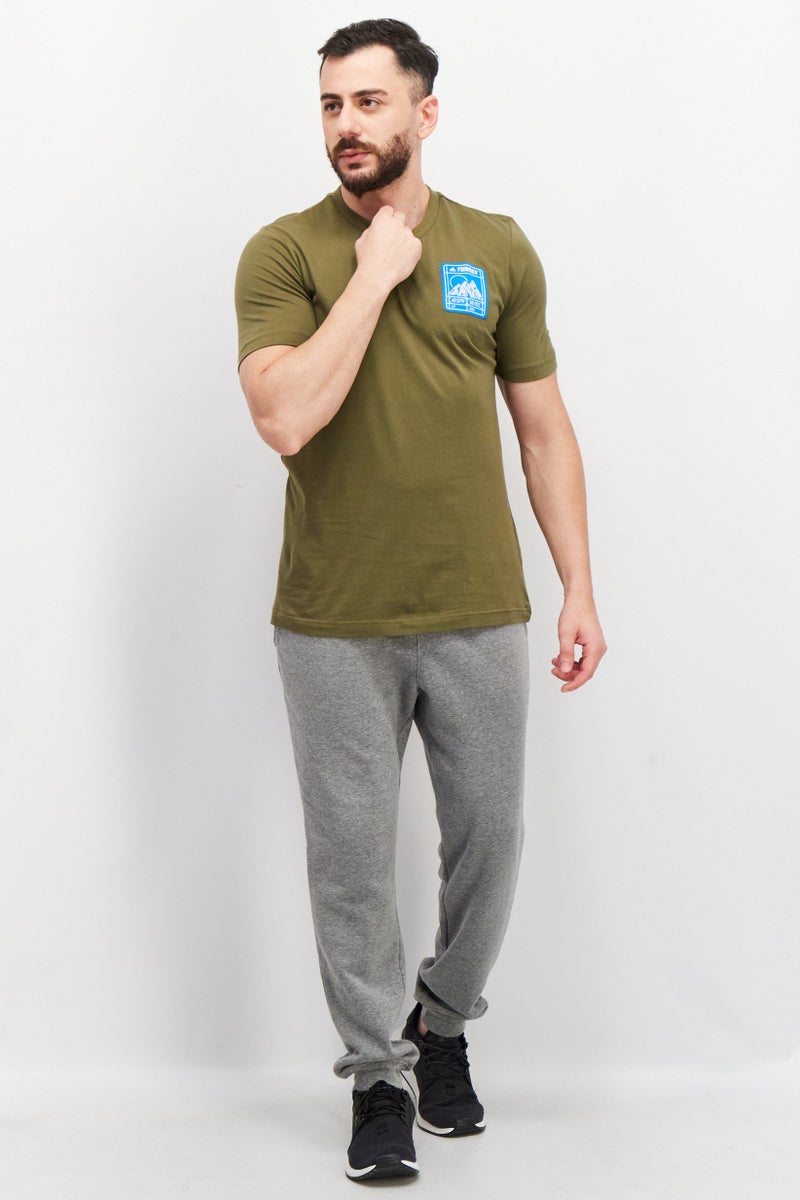 Adidas تي شيرت رجالي بأكمام قصيرة و ياقة دائرية، زيتوني - Image 3