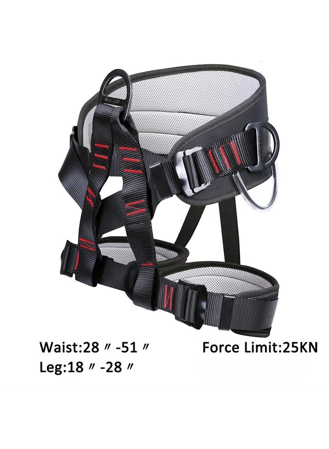 يُسلِّم أحزمة تسلق قابلة لتعديل السماكة، أحزمة نصف الجسم لإنقاذ الحرائق، استكشاف الكهوف، تسلق الصخور، الهبوط بالحبال، حماية الأشجار، أحزمة أمان للخصر (أحمر) - Image 2