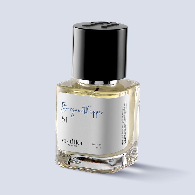 Craftier Perfume BERGAMOT PEPPER - Inspired of-SAUVAGE, Eau De Parfum for Men - 50ml, Long Lasting Spicy Fragrance Upto 48 Hrs, Travel Size Men's Perfume - Image 1