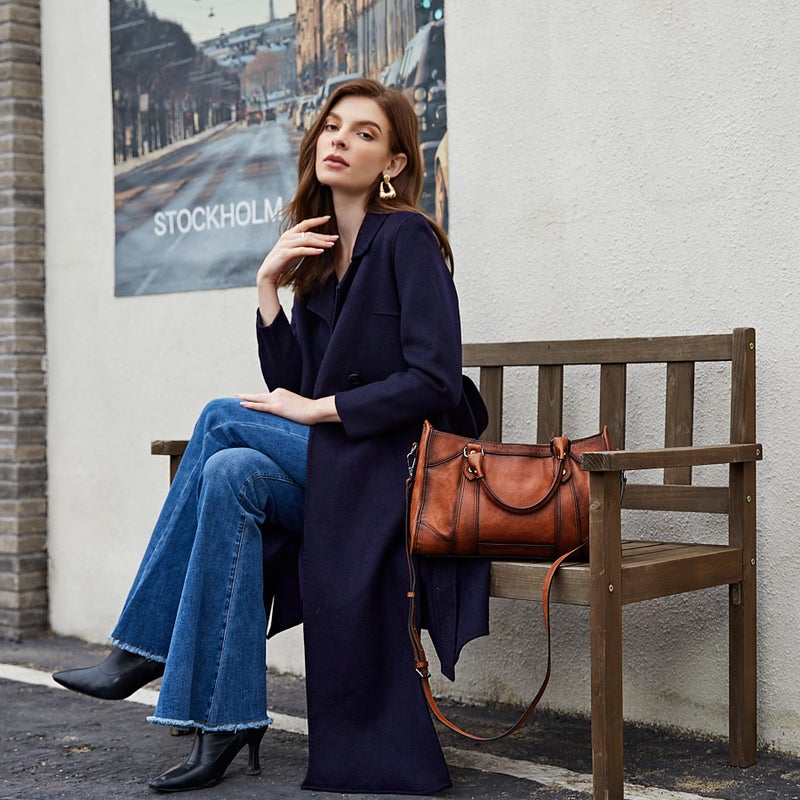 Iswee حقائب إيسوي البنية للنساء حقيبة ساتشيل حقيبة كتف حقيبة توت جلدية حقيبة كبيرة عبر الجسم حقيبة هوبو للسيدات حقيبة عتيقة (بني داكن) - Image 3