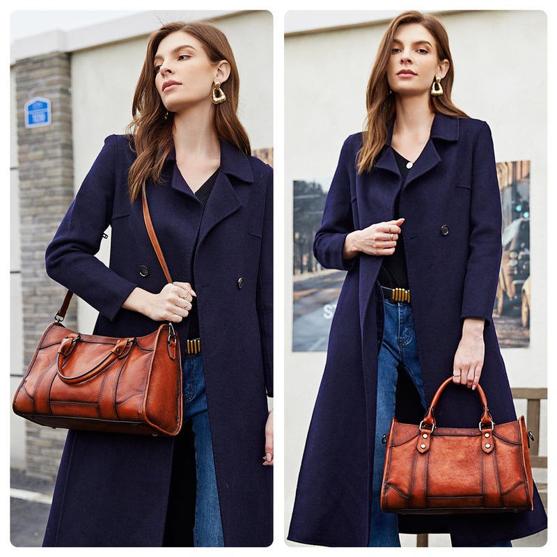 Iswee حقائب إيسوي البنية للنساء حقيبة ساتشيل حقيبة كتف حقيبة توت جلدية حقيبة كبيرة عبر الجسم حقيبة هوبو للسيدات حقيبة عتيقة (بني داكن) - Image 2