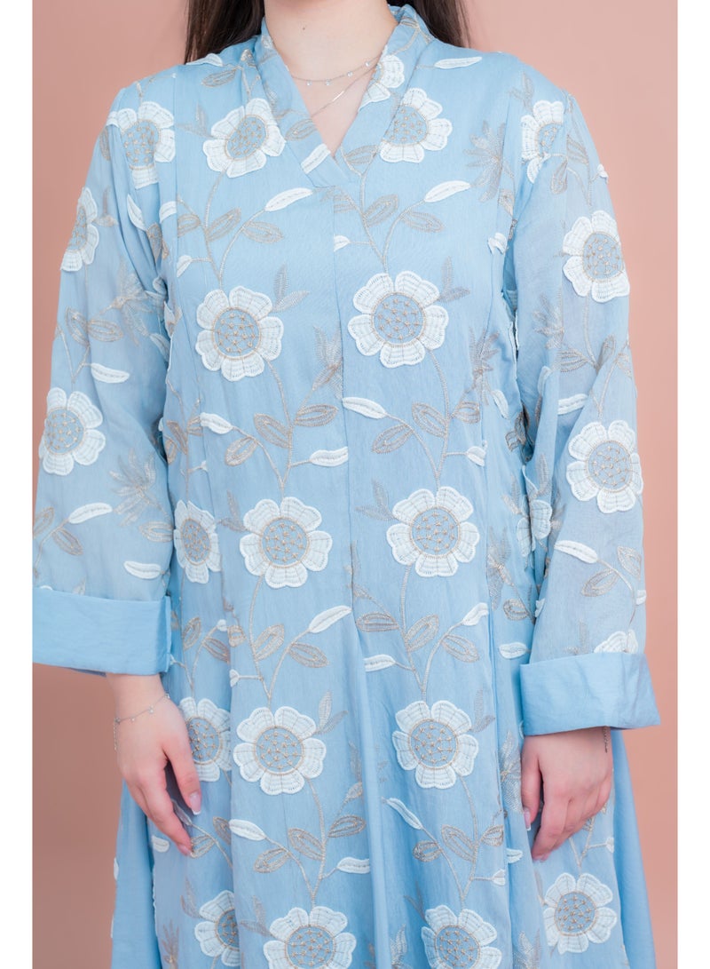 اكسا جلابية عصرية مطرزة بالورود - Image 3