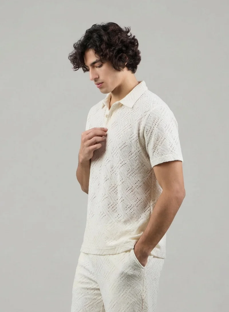 Just Nature  Relaxed Fit Textured Knit Polo for Men | Best Price UAE