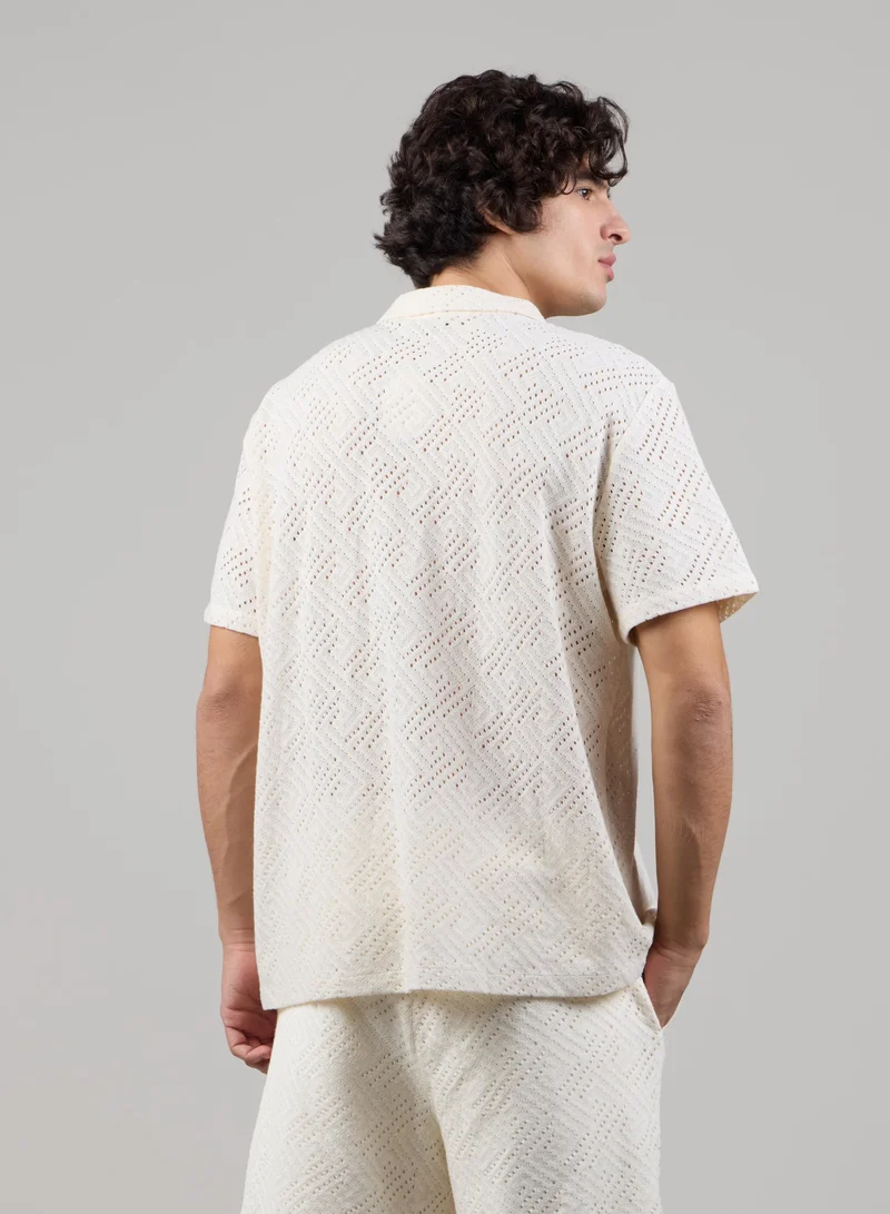 Just Nature  Relaxed Fit Textured Knit Polo for Men | Best Price UAE