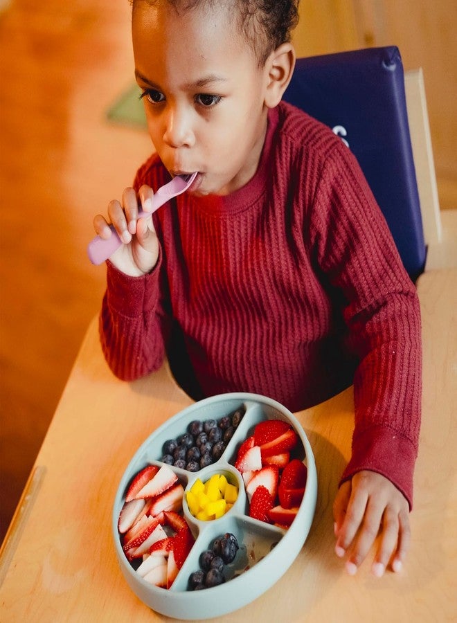 Talktools Bitsy Feeding Kid's Essentials Plate Set - Toddler Utensils, Spoon and Fork, Plate Lid, Perfect for Mealtime - Strong Suction Toddler Plates with 4 Compartments (Spoon/Fork-Bubblegum) - Image 5