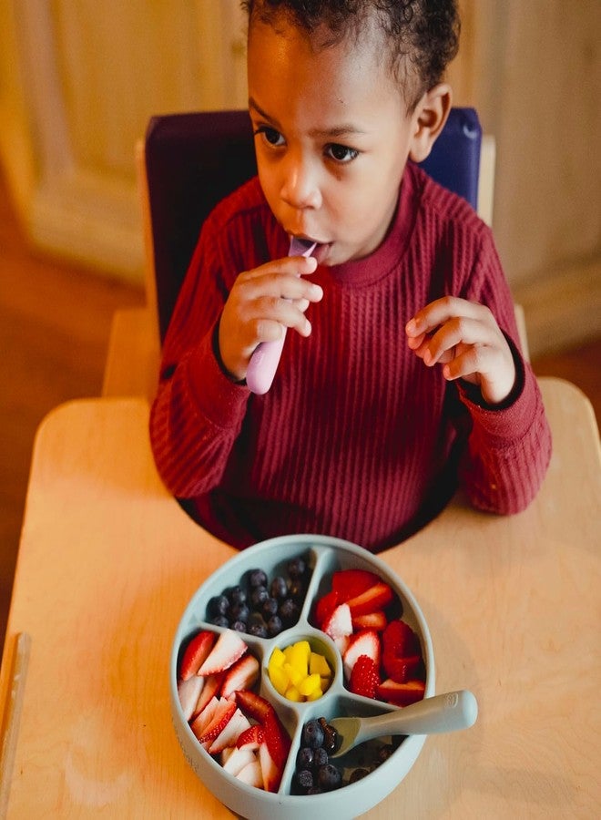 Talktools Bitsy Feeding Kid's Essentials Plate Set - Toddler Utensils, Spoon and Fork, Plate Lid, Perfect for Mealtime - Strong Suction Toddler Plates with 4 Compartments (Spoon/Fork-Bubblegum) - Image 3