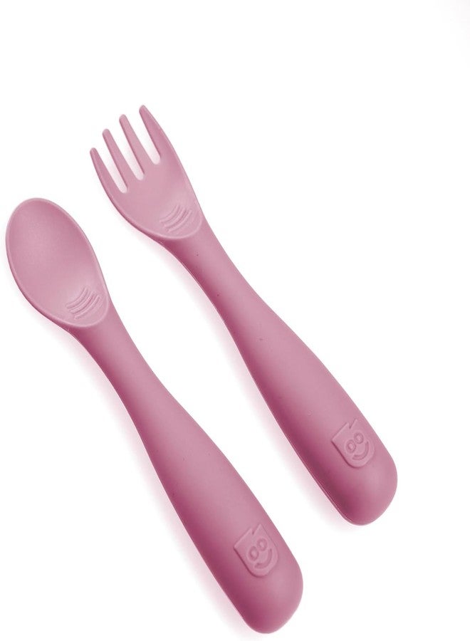 Talktools Bitsy Feeding Kid's Essentials Plate Set - Toddler Utensils, Spoon and Fork, Plate Lid, Perfect for Mealtime - Strong Suction Toddler Plates with 4 Compartments (Spoon/Fork-Bubblegum) - Image 1