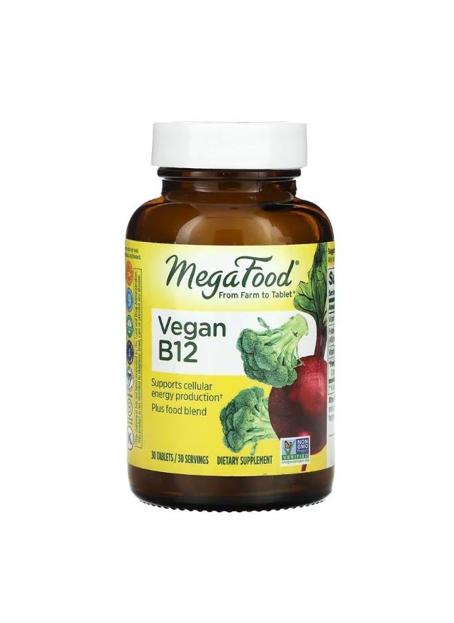 MegaFood Vegan B12 30 Tablets  - Image 1