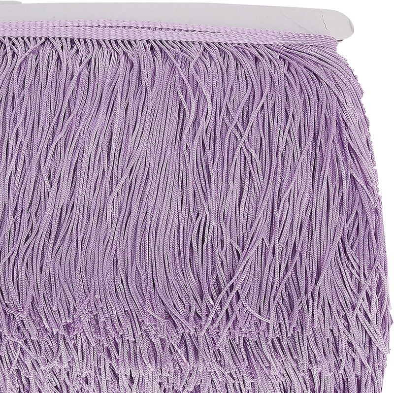 Fydun 10 Yards Fringe Tassel, 14cm Width Long Trim 10yd Latin Dress Tassels Polyester & Embellishments Lace for DIY Stage Clothes Accessories Ribbon Sew Curtain Apparel Accessories (Light Purple) - Image 3