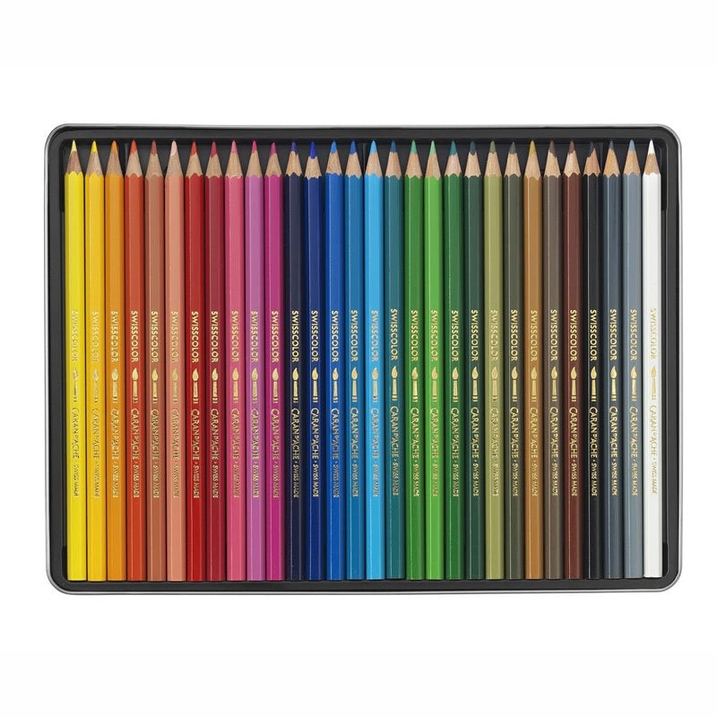 Caran d'Ache CREATIVE ART MATERIALS Swisscolor Pencils Metal Box, Set of 30 (1285.730) - Image 2