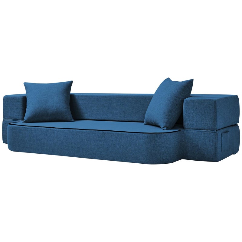 SUYOLS 2in1 Folding Sofa Bed with Pillows Folding Chair Floor Couch Sleeping Mattress Washable Cover Memory Foam Sleeper Chair for Living RoomGuest RoomApartmentLoft Navy Blue Twin XL