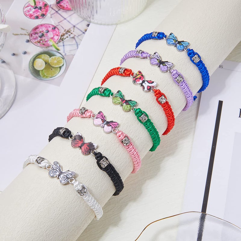DS 4PCS String Bracelets for Teen Girls Handmade Sunflower Butterfly Eternal flowers Braided Rope Charms Boho Surfer Friendship Bracelet for Women Adjustable beaded bracelet birthday Gift For Friends - Image 4