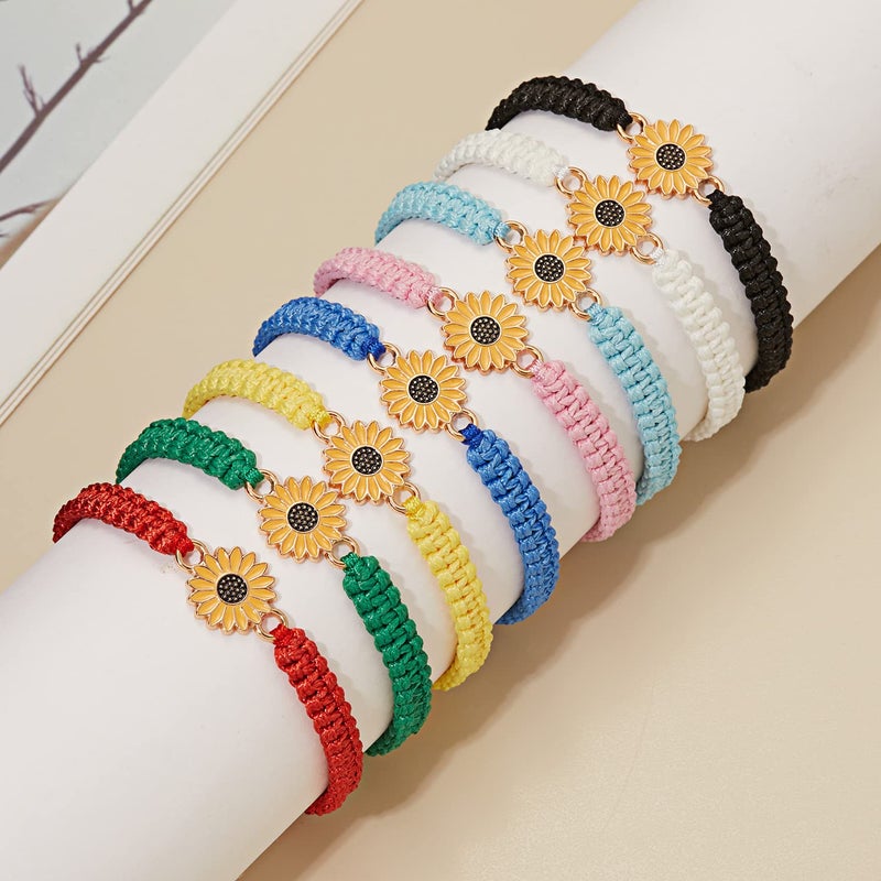 DS 4PCS String Bracelets for Teen Girls Handmade Sunflower Butterfly Eternal flowers Braided Rope Charms Boho Surfer Friendship Bracelet for Women Adjustable beaded bracelet birthday Gift For Friends - Image 5