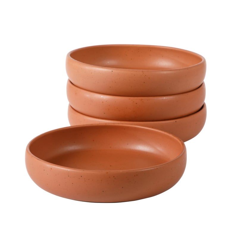 Bloomhouse - Two Time Oprah's Favorite Things Winner - Corsica Clay 4-Piece Dinner and Pasta Bowl Set â€“ Burnt Apricot Terracotta Stoneware for Meals, Serving & Everyday Use - Image 1