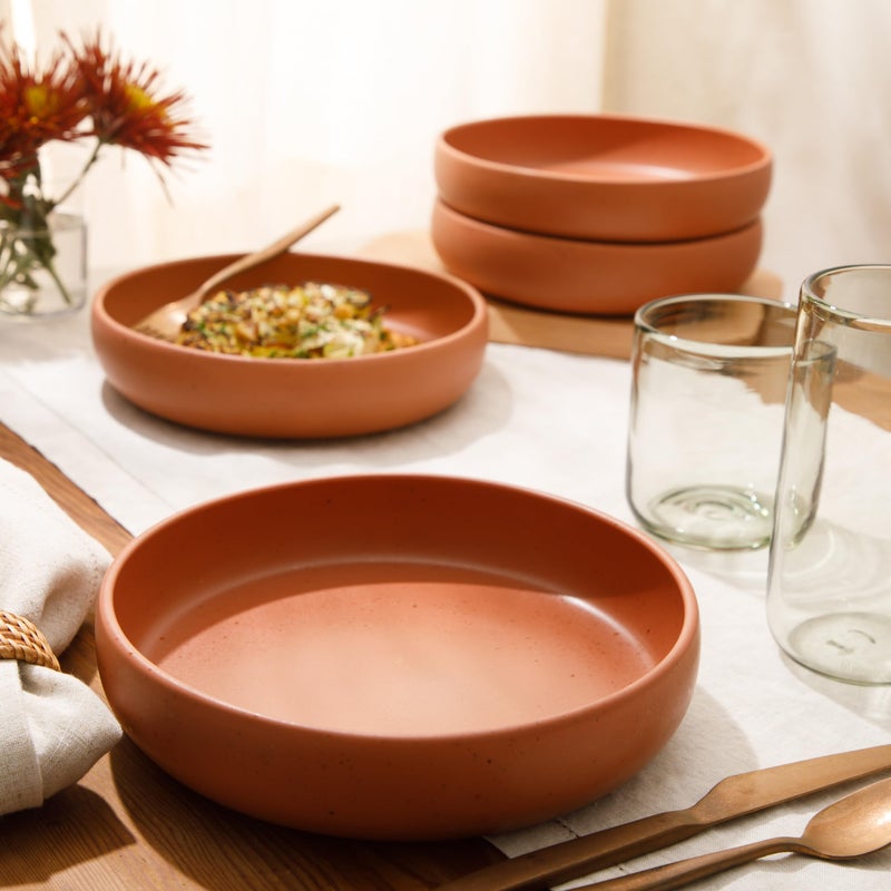 Bloomhouse - Two Time Oprah's Favorite Things Winner - Corsica Clay 4-Piece Dinner and Pasta Bowl Set â€“ Burnt Apricot Terracotta Stoneware for Meals, Serving & Everyday Use - Image 3
