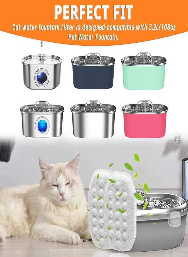 HUAREW 12 Pack 3.2L/108oz Cat Water Fountain Filters Replacement and 12 Pack Pre-Filter Sponges for Stainless Steel Automatic Pet Fountain Dog Water Fountain - Image 4