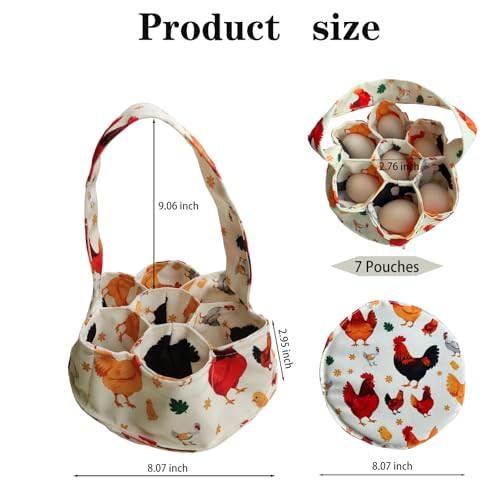 UKJENT Egg Collecting Basket 7 Pouches Large Chicken Egg Gathering Basket Machine Washable Hold Different Size Eggs Collection Carrier Bag Duck Goose Quail Fresh Eggs Collector Farm Home Use - Image 3