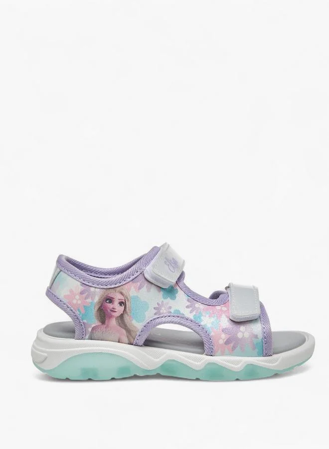 ديزني Girls Elsa Print Strap Sandals