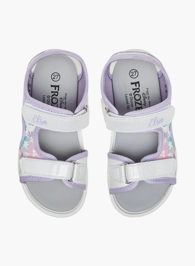 ديزني Girls Elsa Print Strap Sandals