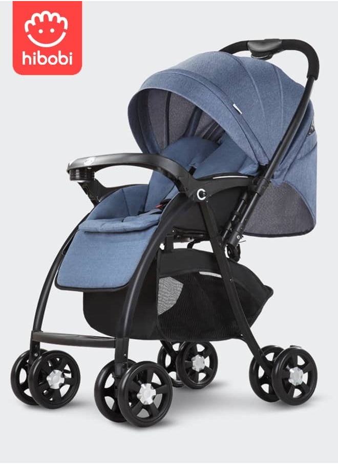 hibobi - Premium Baby Stroller | Two-Way Use & Adjustable Backrest | One-Hand Fold Design | Removable Washable Seat Cushion | 5-Point Harness & Large Storage Basket - Image 1