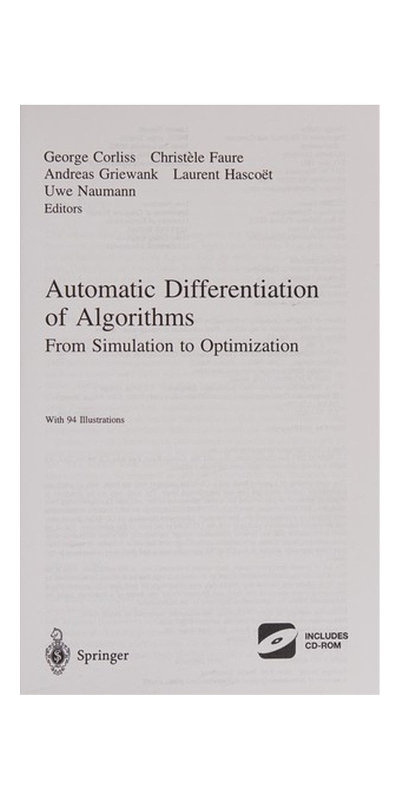 Automatic differentiation of algorithms: from simulation to optimazation | Paperback | Published by Springer