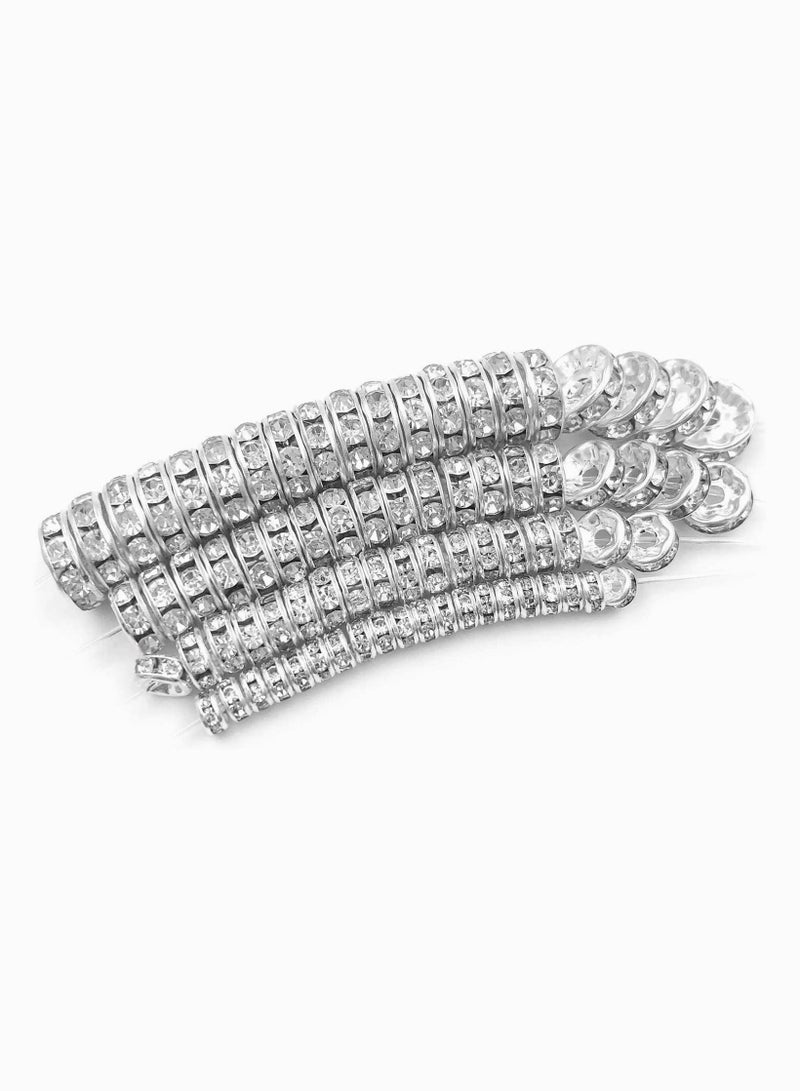 SYOSI Spacer Beads Clear Round Loose Czech Crystal Rhinestone Rondelle for Jewelry Making, Necklace, Bracelets, DIY Making, 200 pcs 6mm - Image 5
