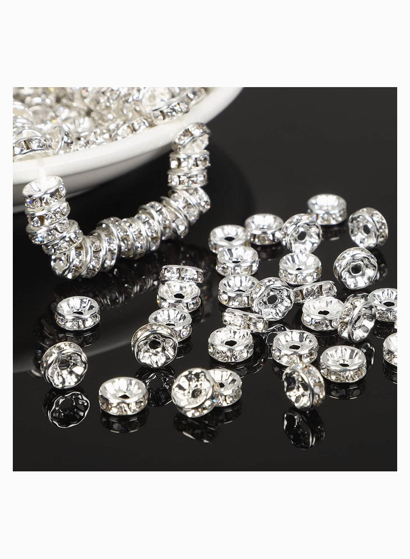 SYOSI Spacer Beads Clear Round Loose Czech Crystal Rhinestone Rondelle for Jewelry Making, Necklace, Bracelets, DIY Making, 200 pcs 6mm - Image 2