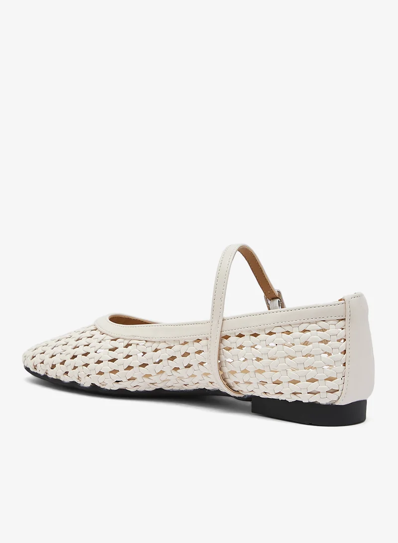 Ginger White Crochet Detail Mary Janes for Women | Best Price UAE