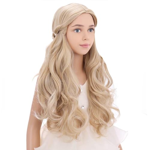PATTNIUM Kids Blonde Wig Child Wig Long Wavy Wigs for Kids Heat Resistant Synthetic Hair Girls Cosplay Costume Wigs (Blonde) - Image 1