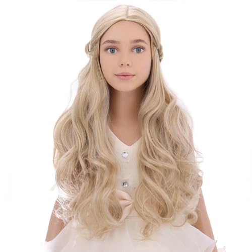 PATTNIUM Kids Blonde Wig Child Wig Long Wavy Wigs for Kids Heat Resistant Synthetic Hair Girls Cosplay Costume Wigs (Blonde) - Image 2