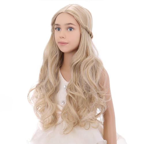 PATTNIUM Kids Blonde Wig Child Wig Long Wavy Wigs for Kids Heat Resistant Synthetic Hair Girls Cosplay Costume Wigs (Blonde) - Image 3