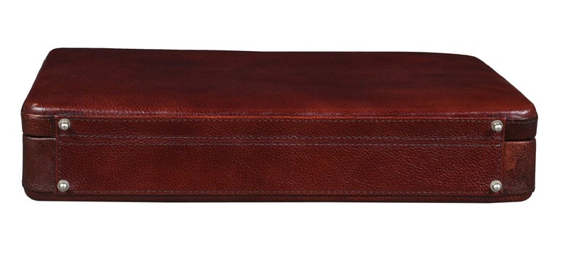 BRAND LEATHER Men's and Women's Briefcase (Brown) - Image 3