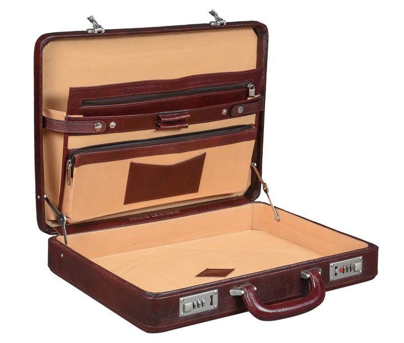 BRAND LEATHER Men's and Women's Briefcase (Brown) - Image 5