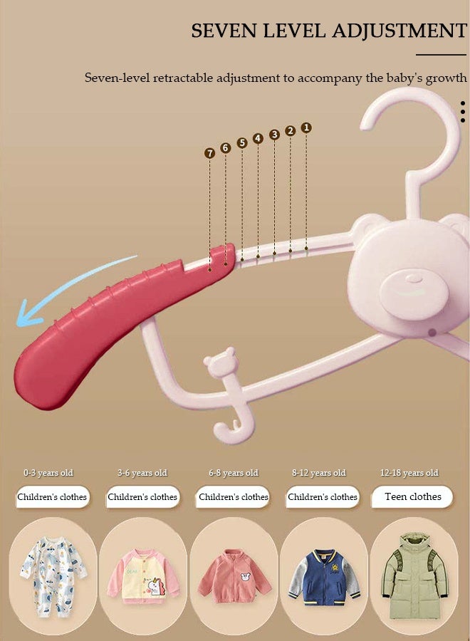 DUNISO 10 Pcs Baby Hangers, Extendable Baby Closet Hanger with Removable Clip for Newborn to Teenagers, Non-Slip Plastic Infant Hangers, Stackable Clothes Hangers for Baby Closet Organizer - Image 5