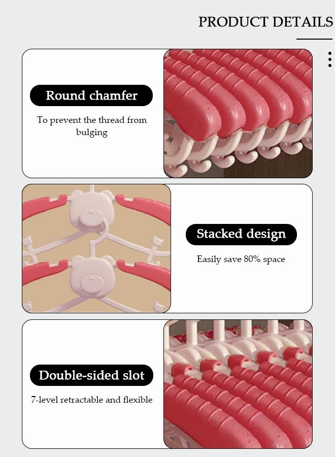 DUNISO 10 Pcs Baby Hangers, Extendable Baby Closet Hanger with Removable Clip for Newborn to Teenagers, Non-Slip Plastic Infant Hangers, Stackable Clothes Hangers for Baby Closet Organizer - Image 3