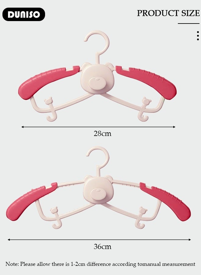 DUNISO 10 Pcs Baby Hangers, Extendable Baby Closet Hanger with Removable Clip for Newborn to Teenagers, Non-Slip Plastic Infant Hangers, Stackable Clothes Hangers for Baby Closet Organizer  - Image 4
