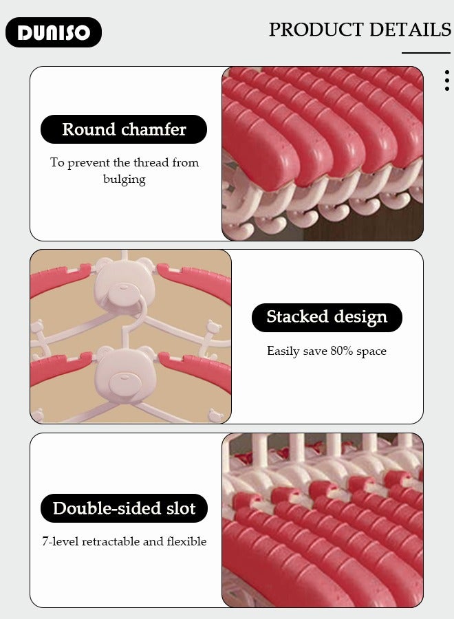DUNISO 10 Pcs Baby Hangers, Extendable Baby Closet Hanger with Removable Clip for Newborn to Teenagers, Non-Slip Plastic Infant Hangers, Stackable Clothes Hangers for Baby Closet Organizer  - Image 5