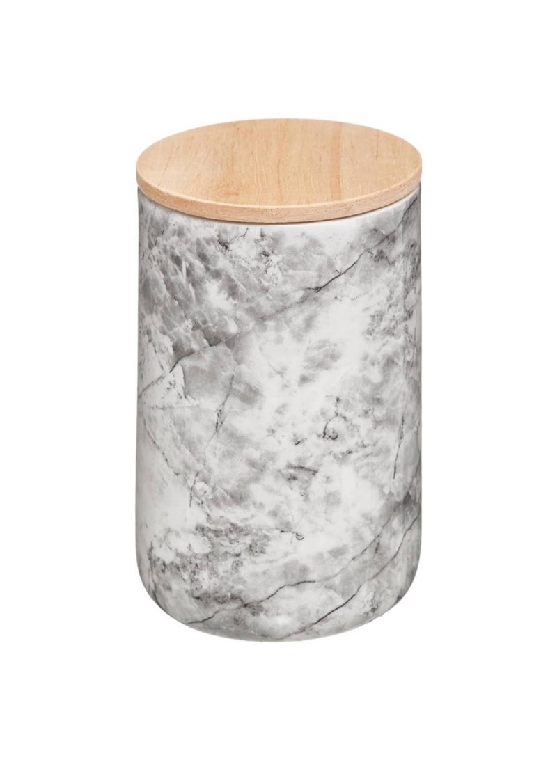 جرة دائرية من الحجر مع غطاء خشبي سعة 820 مل