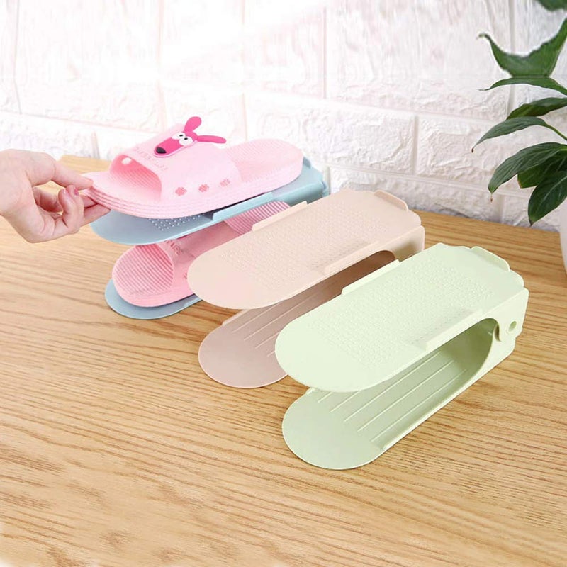 skyzone Multicolor Adjustable Shoe Organizer Footwear Support Slot Space Saving Cabinet Closet Stand Shoes Storage Rack Pack of 6 - Image 1