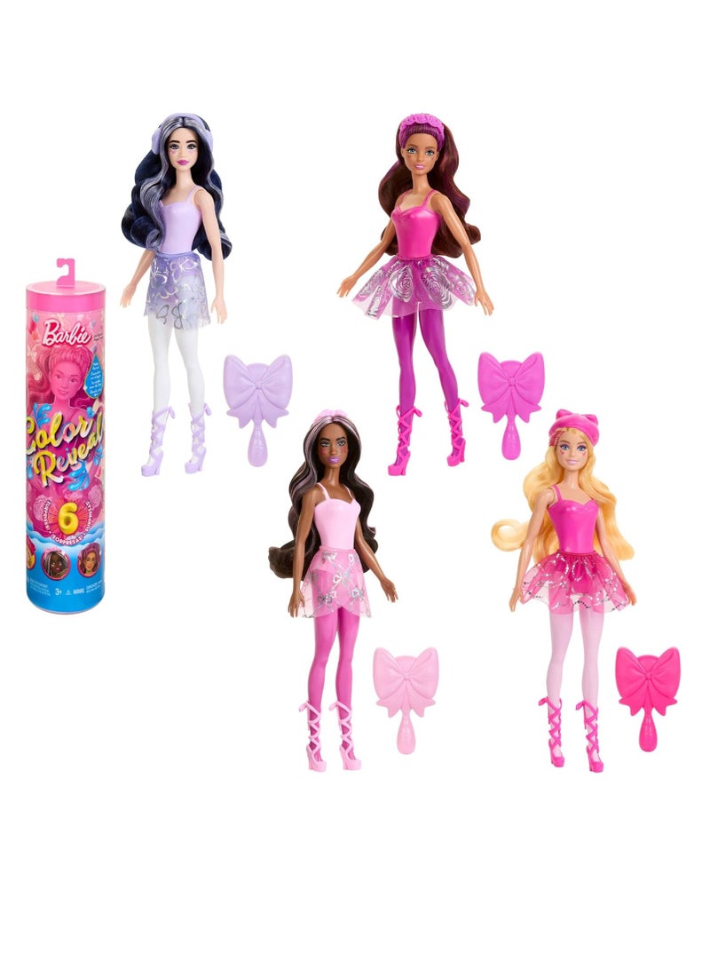 Barbie Color Reveal Doll & Accessories, Ballerina Series, 6 Unboxing Surprises Include Color Change, Inspired by Balletcore 1Piece (Styles May Vary) - Image 1