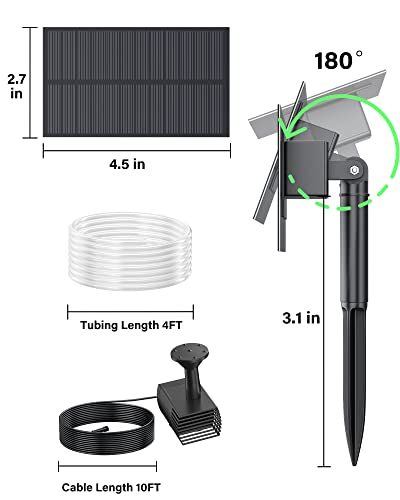 Biling Solar Water Fountain Pump, Solar Bird Bath, Outdoor with Tubing, Solar Powered Fountain Pump for Pond BirdBath, Garden, Pool, Fish Tank,Backyard - Image 4
